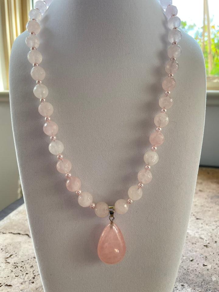 Rose Quartz Necklace made by Tara Kaur