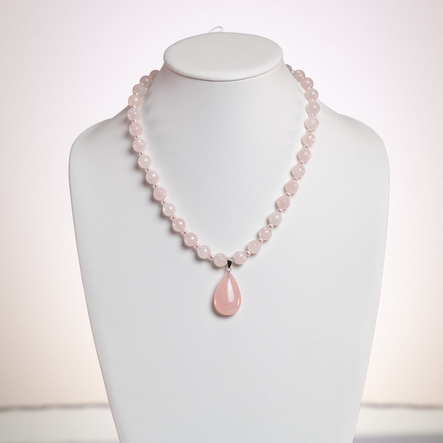 Rose Quartz Necklace made by Tara Kaur