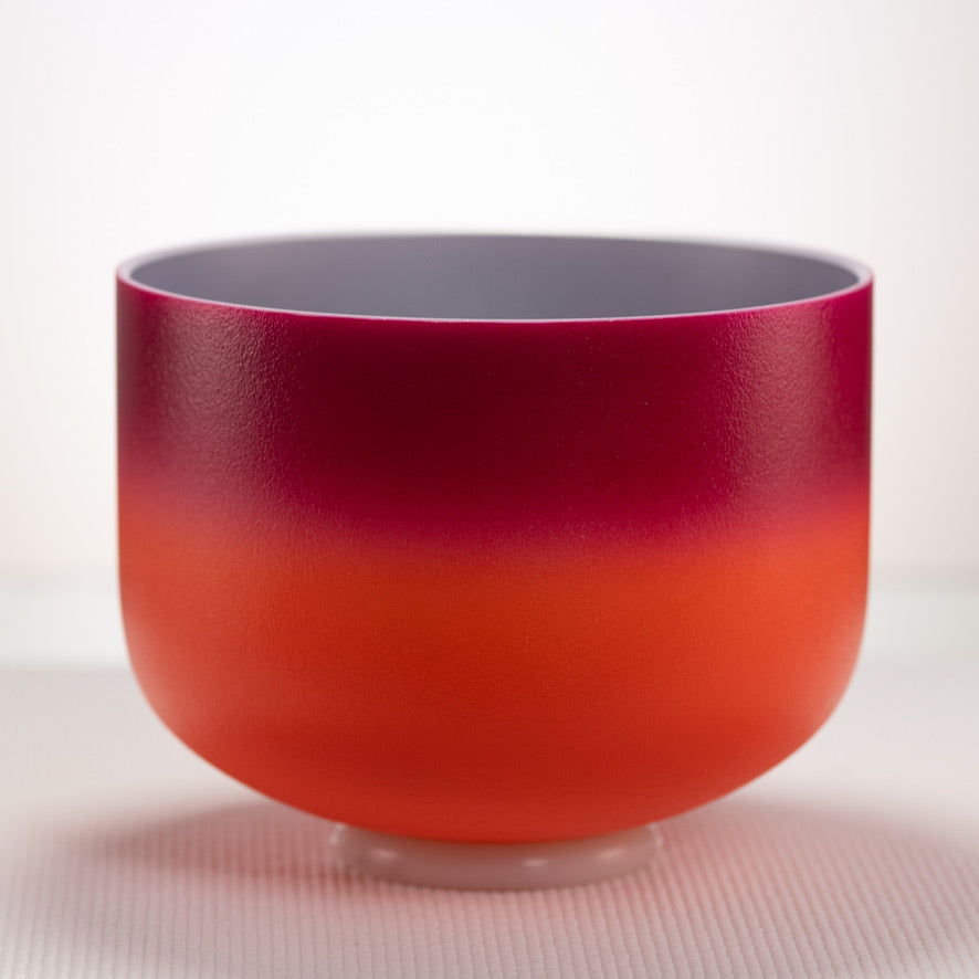 10" E-24 Frosted Harmonic Sunrise Crystal Singing Bowl, Silver inside