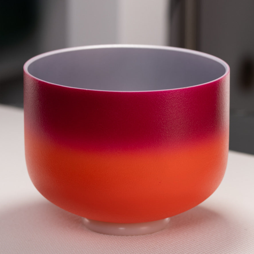 10" E-24 Frosted Harmonic Sunrise Crystal Singing Bowl, Silver inside
