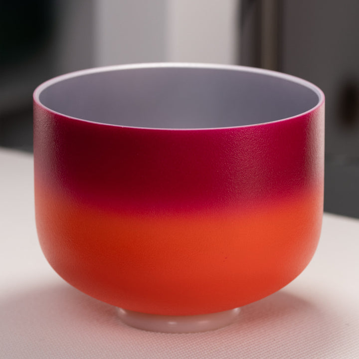 10" E-24 Frosted Harmonic Sunrise Crystal Singing Bowl, Silver inside