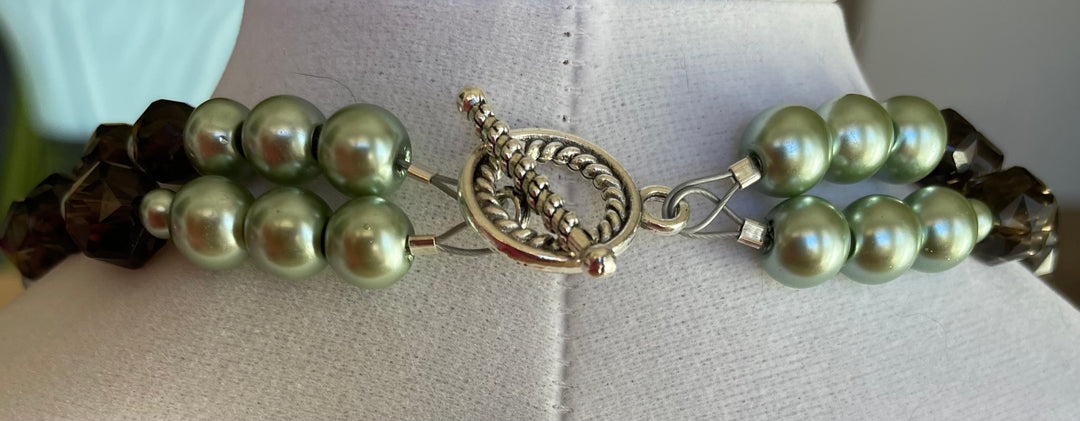Smoky Quartz with Glass Pearl Necklace 3