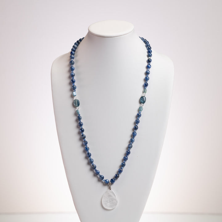 Smooth bead Kyanite mala made by Tara Kaur