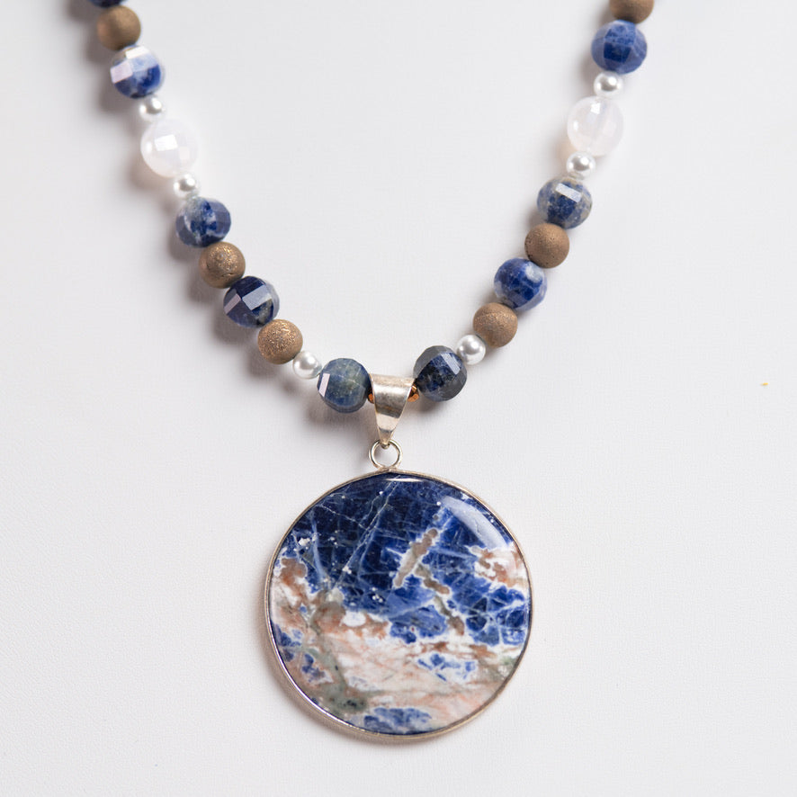 Sodalite necklace close up