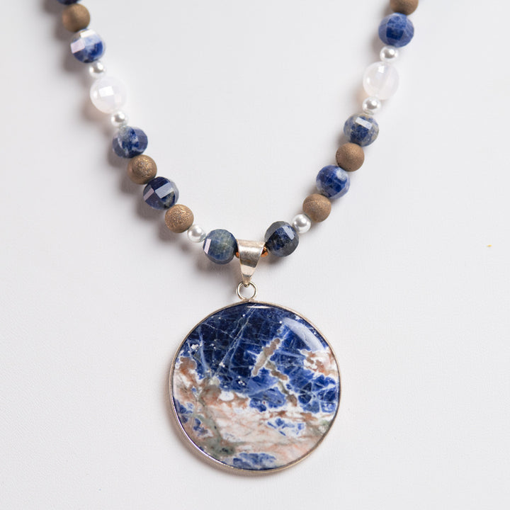 Sodalite necklace close up