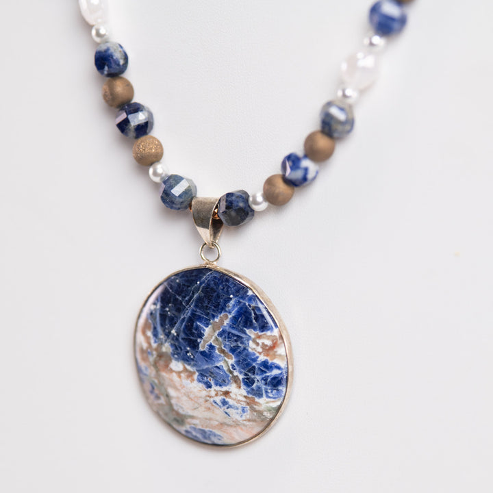 Sodalite pendant close up