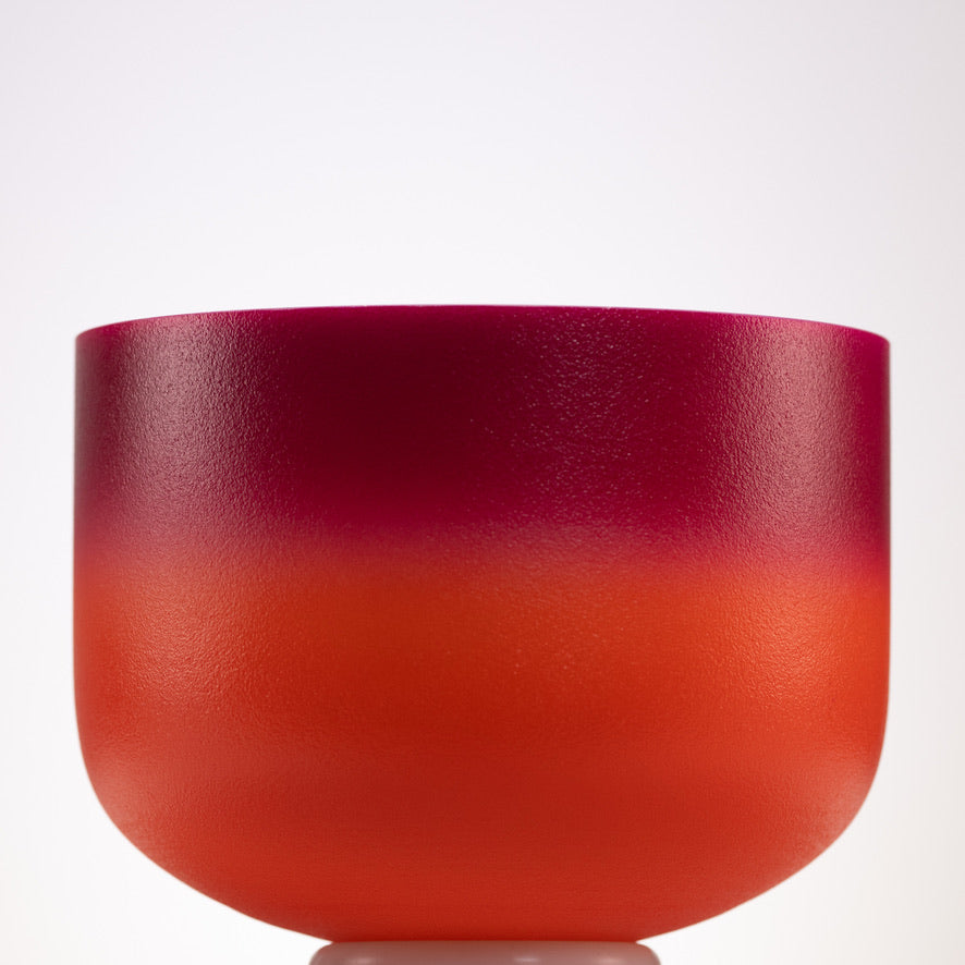 10" E-24 Frosted Harmonic Sunrise Crystal Singing Bowl, Silver inside