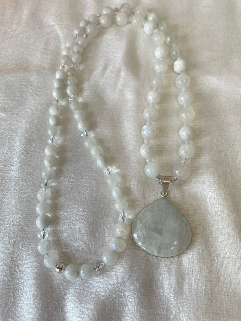 White Moonstone Mala made by Tara Kaur