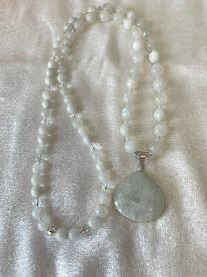 White Moonstone Mala made by Tara Kaur