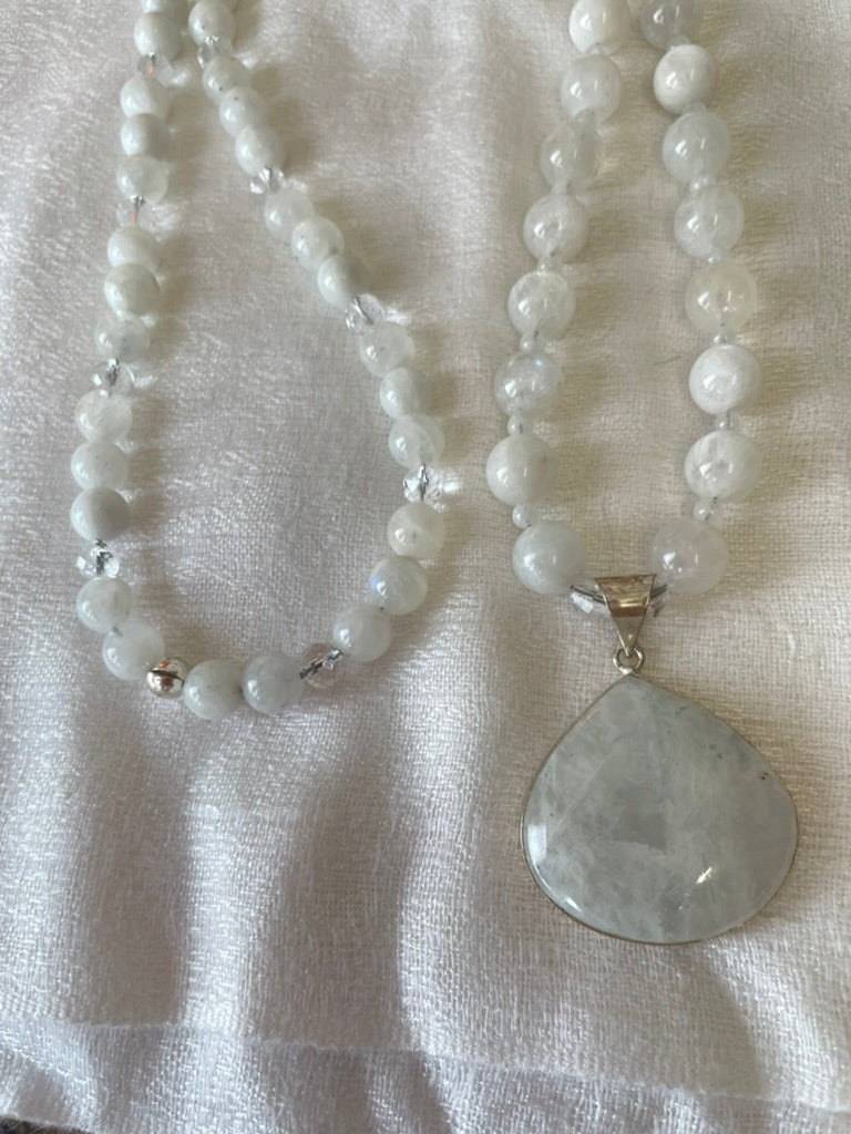White Moonstone Mala made by Tara Kaur