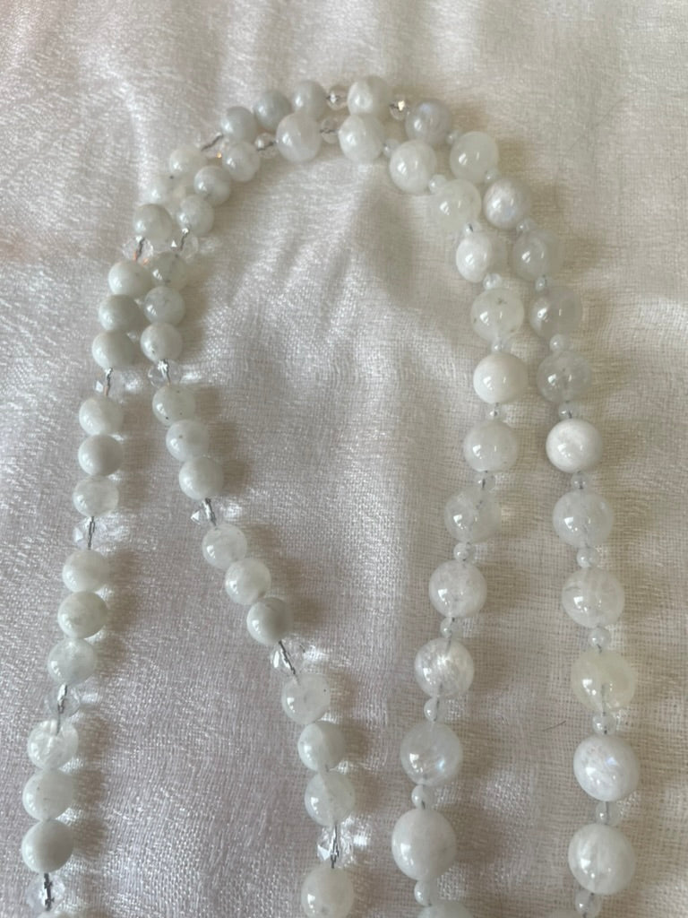 White Moonstone Mala made by Tara Kaur