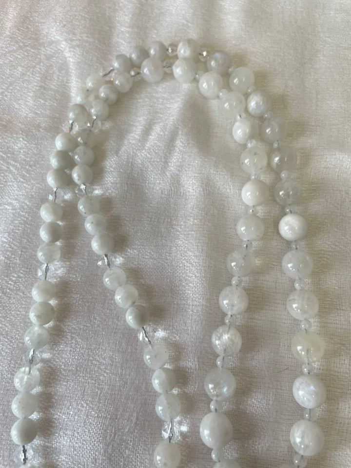 White Moonstone Mala made by Tara Kaur