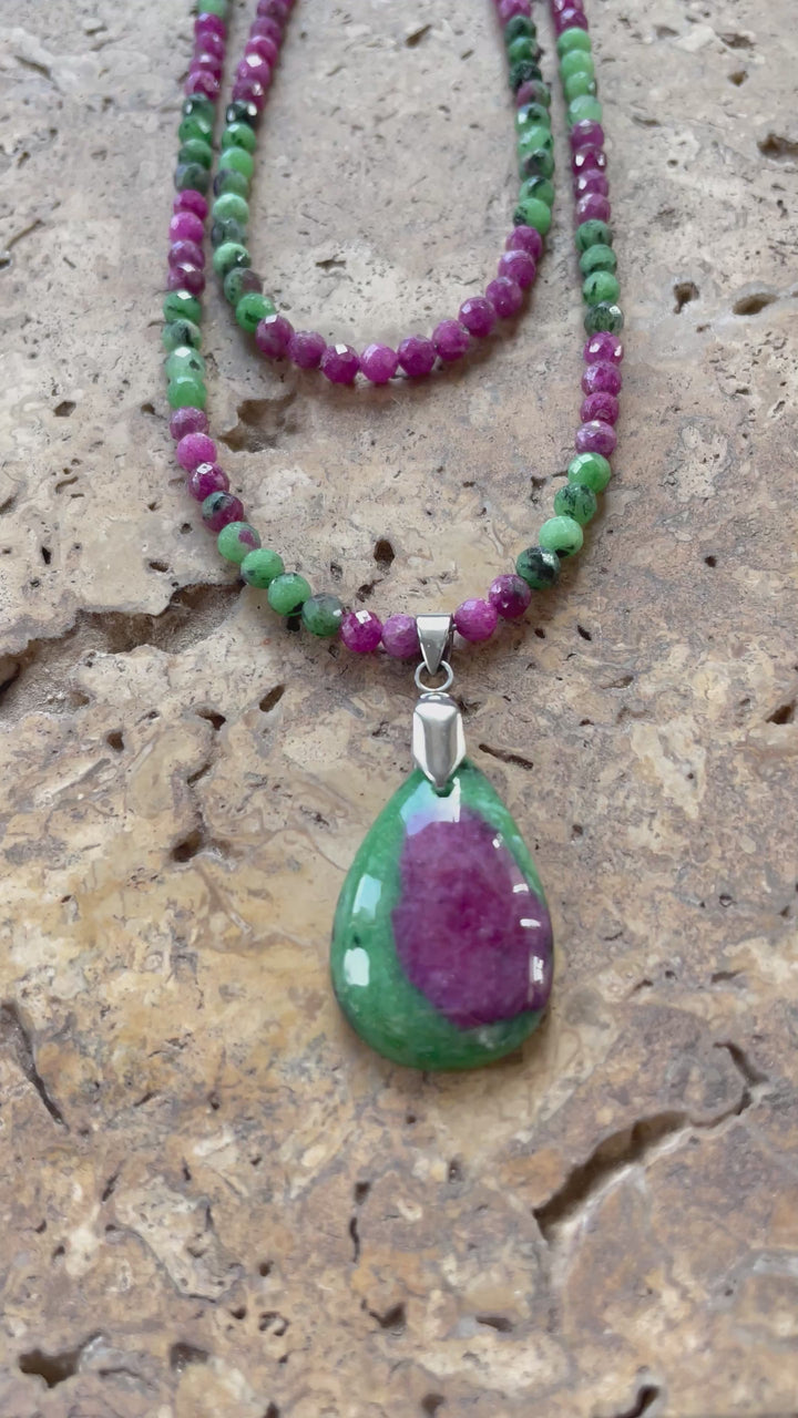 Faceted Ruby Zoisite necklace
