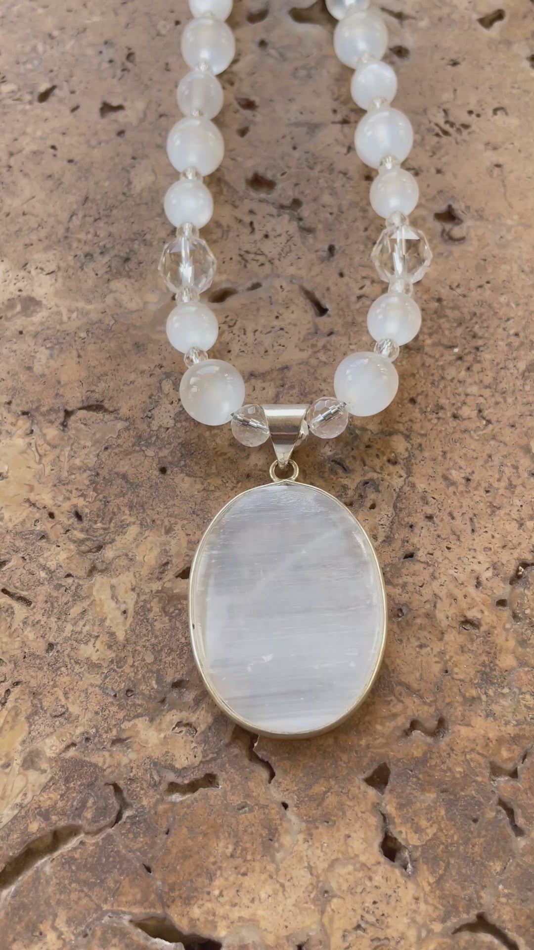 Selenite & Clear Quartz Necklace