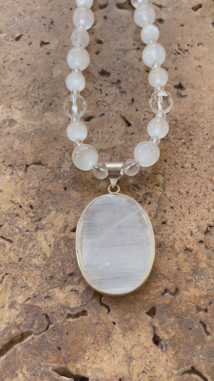 Selenite & Clear Quartz Necklace