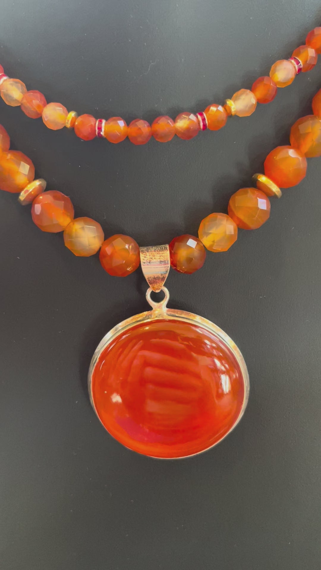 2 Layer Faceted Carnelian Necklace with Carnelian pendant