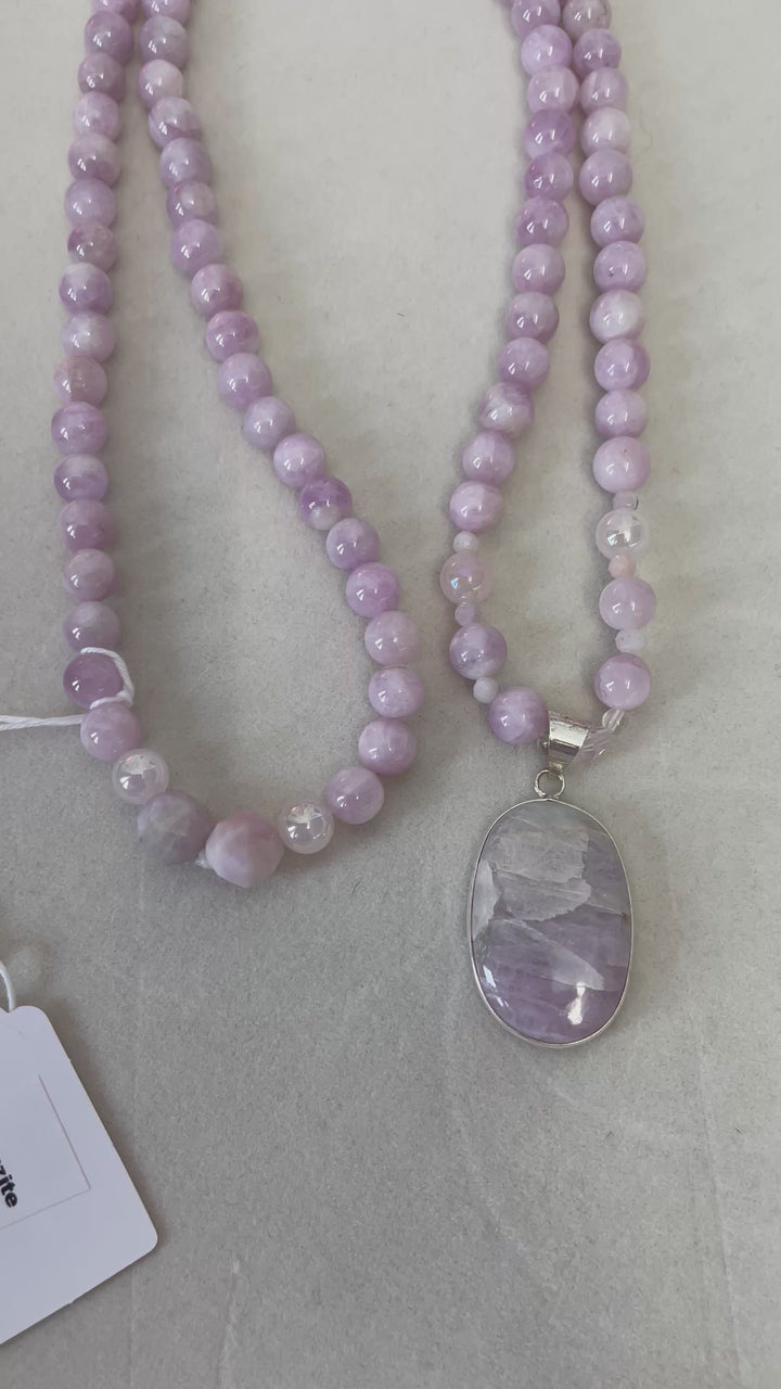 Kunzite Mala with Kunzite Pendant