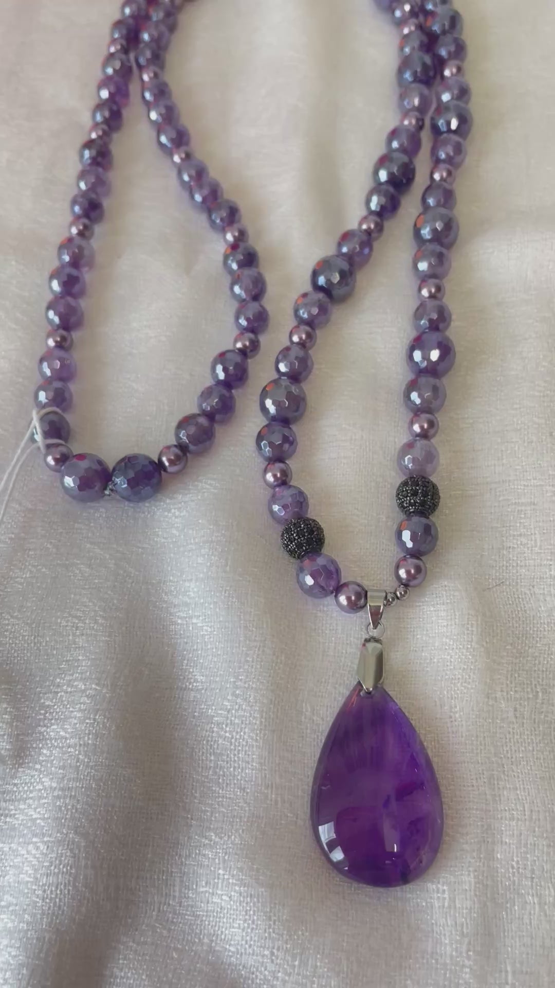 Faceted Amethyst Mala with Amethyst pendant