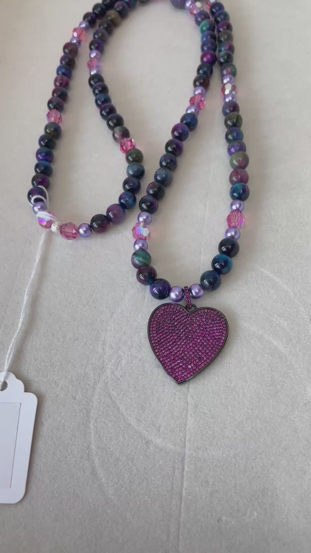 Cosmic Tiger Eye Mala with Heart pendant