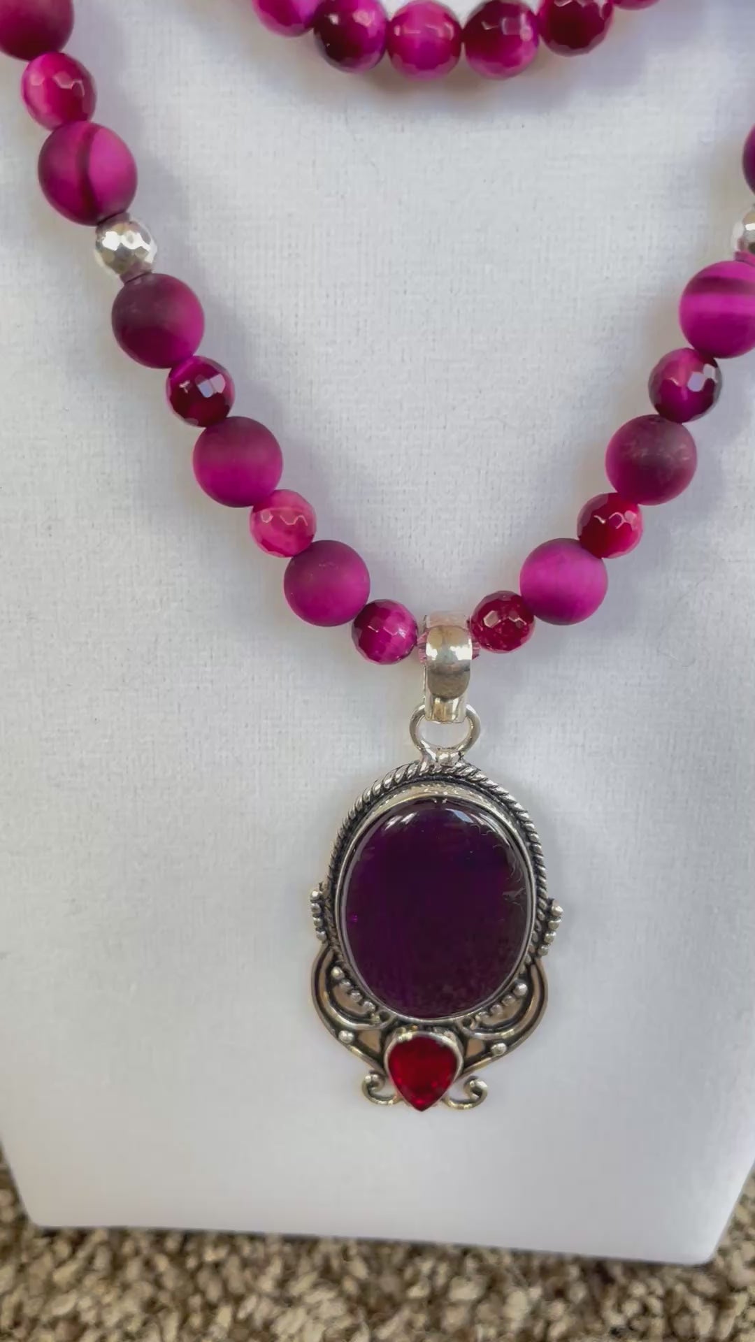 Pink Tiger Eye necklace made by Tara Kaur