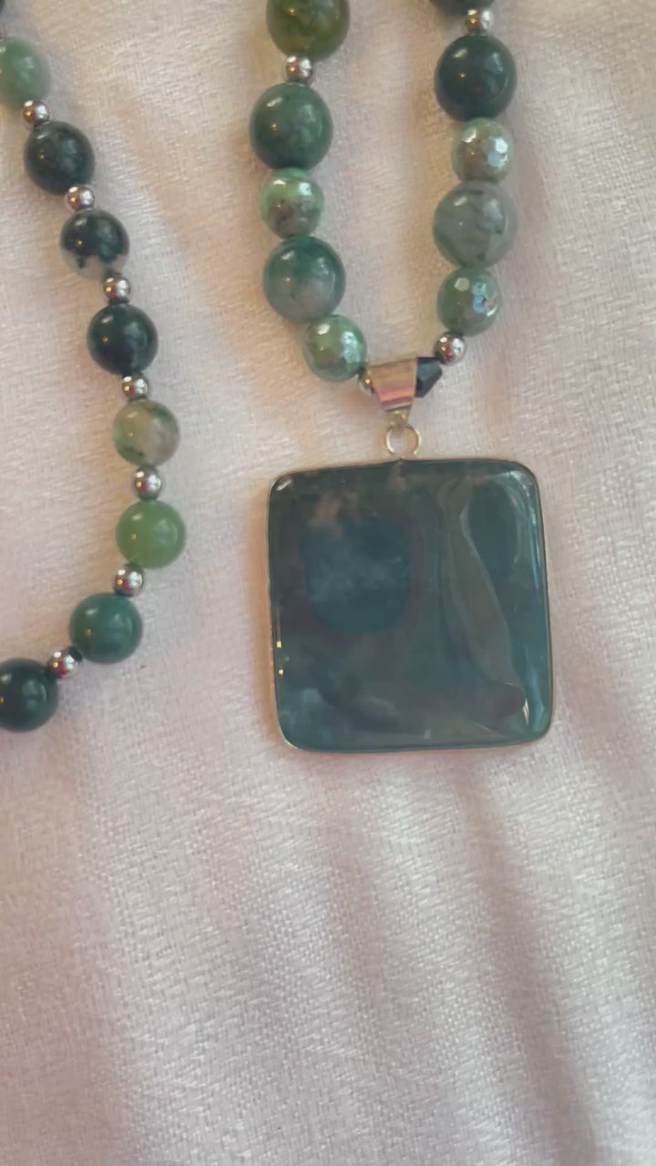 Moss Agate Mala