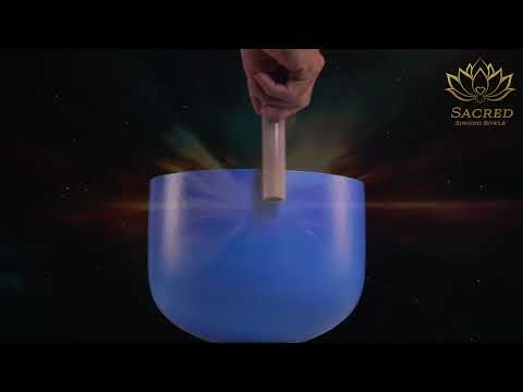 9.75" A#-30 Father Sky Frosted Crystal Singing Bowl, Silver inside