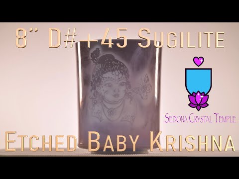 8" D#+45 Sugilite etched with Baby Krishna Crystal Singing Bowl, Crystal Tones™