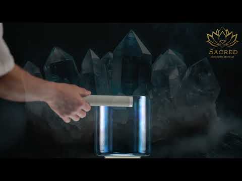 7" D+24 Caribbean Blue Crystal Singing Bowl, binaural