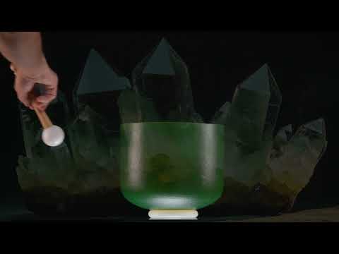 9" G-28 Emerald Heart Frosted Crystal Singing Bowl