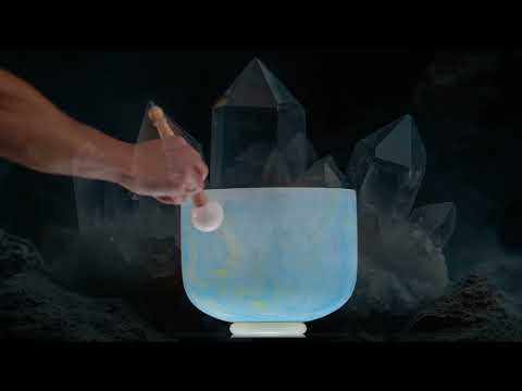 10" D-27 Blue Swirl Frosted Crystal Singing Bowl