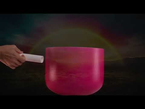 11" A#+3 Dreamy Peony Frosted Crystal Singing Bowl, Silver inside