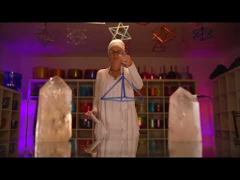 9.75" Sapphire Spirit Crystal Singing Pyramid