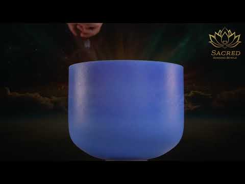 11" D#-28 Father Sky Frosted Crystal Singing Bowl, Silver inside