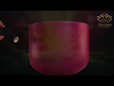 11" C-26 Dreamy Peony Frosted Crystal Singing Bowl, Silver inside