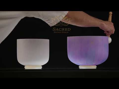 A & E Perfect Fifth Frosted Crystal Singing Bowl Pair
