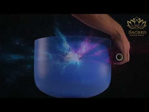 12" G+5 Father Sky Frosted Crystal Singing Bowl, Silver inside