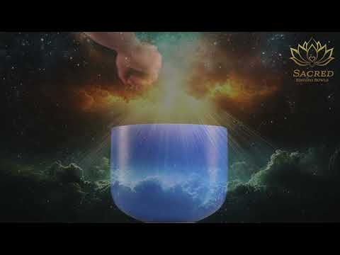 9" G-31 Father Sky Frosted Crystal Singing Bowl, Silver inside