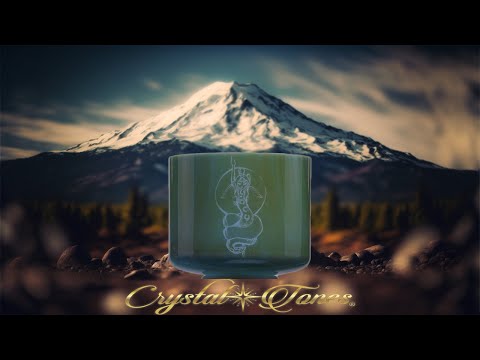 8" D#-50 Mount Shasta Serpentine with Madame Kundalini etched Crystal Singing Bowl, Crystal Tones™