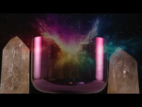 13" D+6 Divine Love Crystal Singing Bowl, 24k Gold inside, Perfect Pitch