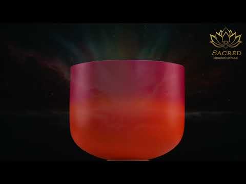 11" C-27 Frosted Harmonic Sunrise Crystal Singing Bowl, Silver inside