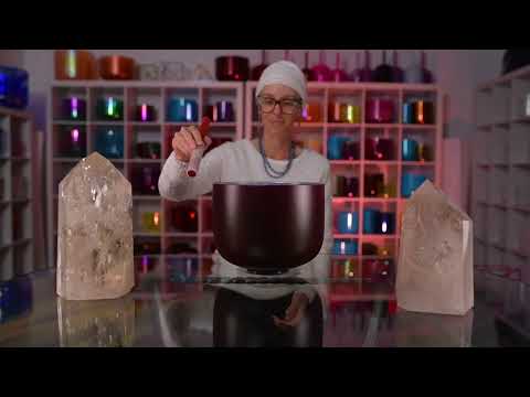 10.75" A#+4 Frosted Sacred Ground Crystal Singing Bowl