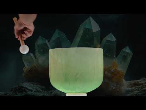 11" G-22 Green Swirl Frosted Crystal Singing Bowl