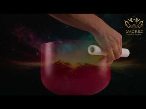 10" A-1 Dreamy Peony Frosted Crystal Singing Bowl, Silver inside