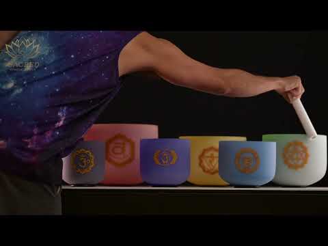 432 Hz Frosted Crystal Singing Bowl Set from Sacred Singing Bowls