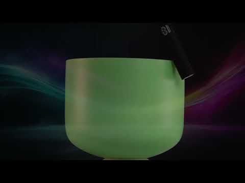 11" C+3 Peaceful Garden Frosted Crystal Singing Bowl with Silver inside