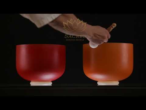 B & F# Perfect Fifth Frosted Crystal Singing Bowl Pair