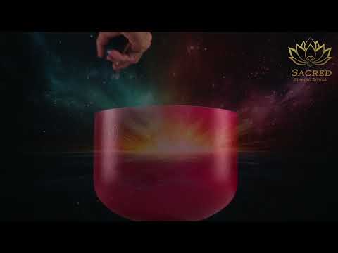 10" C#+4 Dreamy Peony Frosted Crystal Singing Bowl, Silver inside