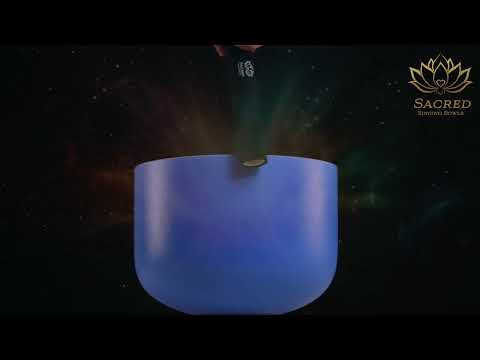 10" D#+4 Father Sky Frosted Crystal Singing Bowl, Silver inside