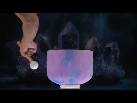 10" C#-24 Light Purple Swirl Frosted Crystal Singing Bowl