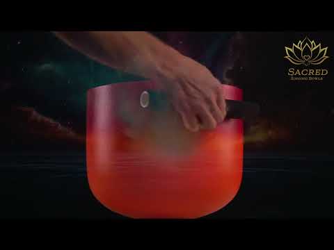 11" G+2 Frosted Harmonic Sunrise Crystal Singing Bowl, Silver inside